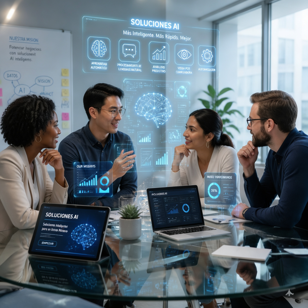 Equipo empresarial analizando soluciones de IA en la pyme
