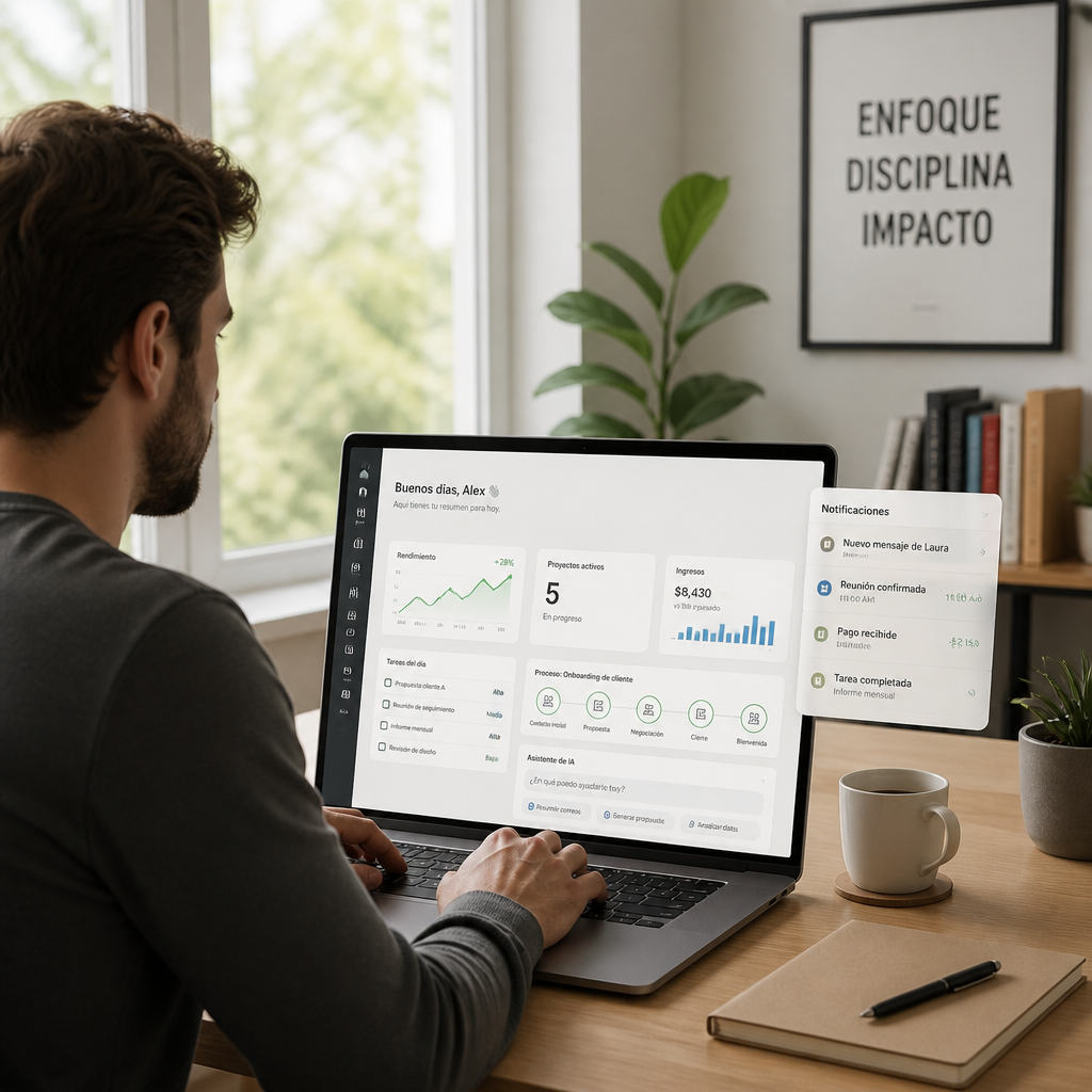 Autónomo utilizando inteligencia artificial para automatizar tareas y gestionar su negocio digital de forma eficiente (IA para autónomos)