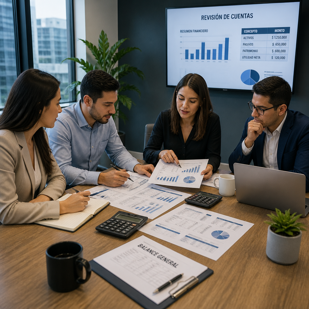 Profesional trabajando en contabilidad financiera en oficina