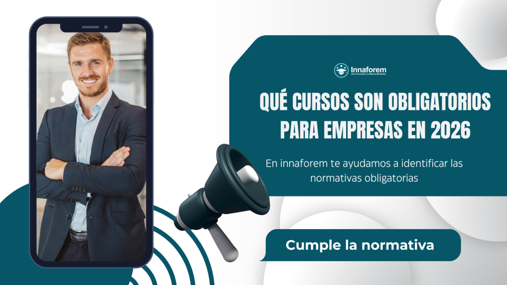 Persona impartiendo formación a trabajadores en una empresa. Imagen representativa de los cursos obligatorios para empresas en 2026 en materia de prevención, igualdad, protección de datos y otras formaciones obligatorias.